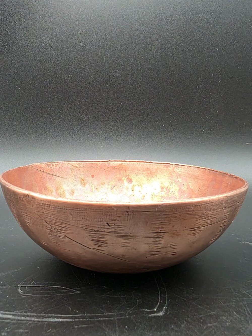 Vintage Solid Brass Bowl MCM Decor Heavy Patina Trinket Dish 5”